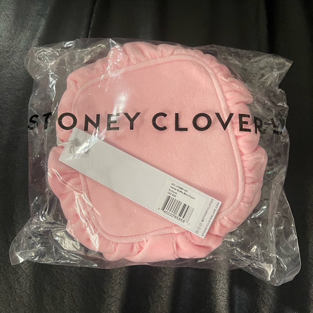 NWT Stoney Clover Pink Velvet mini pouch
